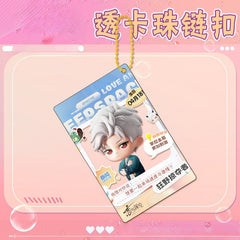 LaDS Collab Series Clear Card Beaded Chain Charm - Double-Sided Sandwich Acrylic Anime Game Merch - merrys