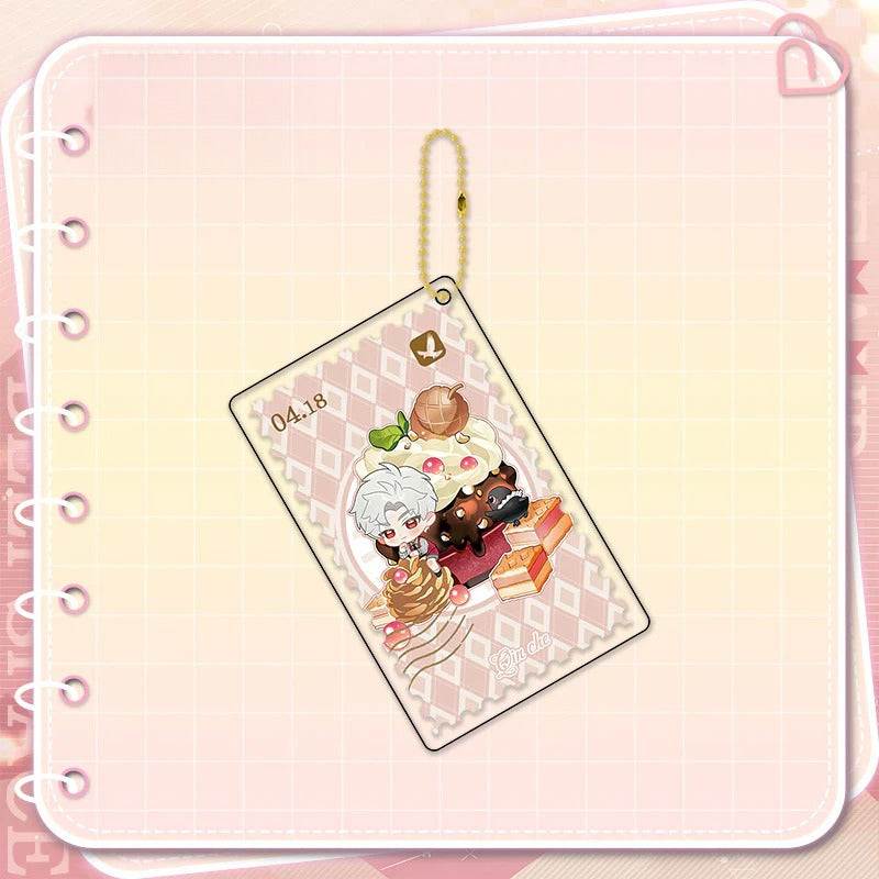 LaDS Golden Beaded Chain Clear Card Keychain - Double-Sided Sandwich Anime Game Acrylic Charm - merrys