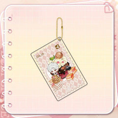 LaDS Golden Beaded Chain Clear Card Keychain - Double-Sided Sandwich Anime Game Acrylic Charm - merrys