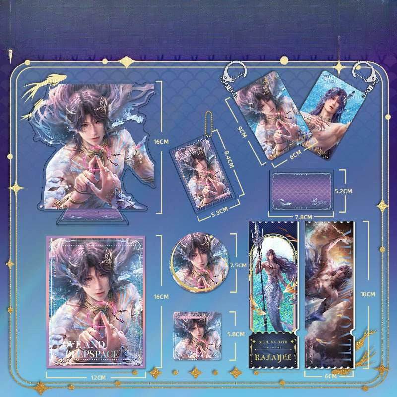 LaDS Rafayel Lemuria Sea God Series - Acrylic Sandwich Standee, Art Card, Quicksand Keychain - merrys