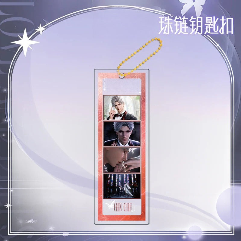 LaDS Long Keychain - Electroplated Golden Beaded Chain Clasp, Anime Acrylic Charm - merrys