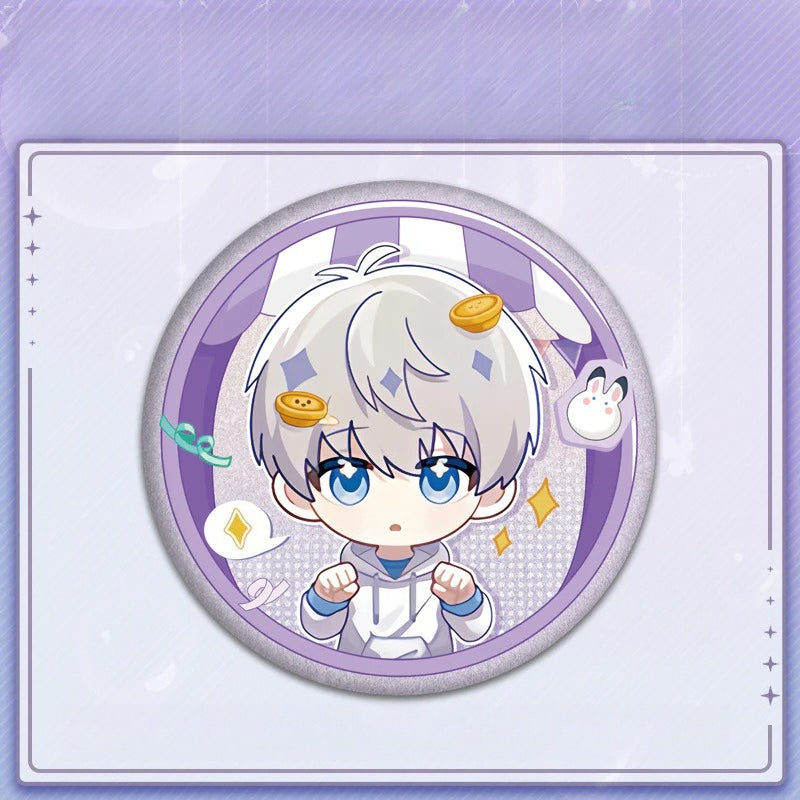 LaDS Collab Series Double Flash Badge - Silver Foil Holographic Plain Surface Tinplate 58/75mm - merrys