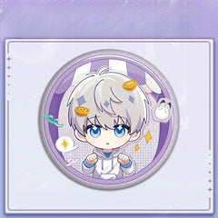 LaDS Collab Series Double Flash Badge - Silver Foil Holographic Plain Surface Tinplate 58/75mm - merrys