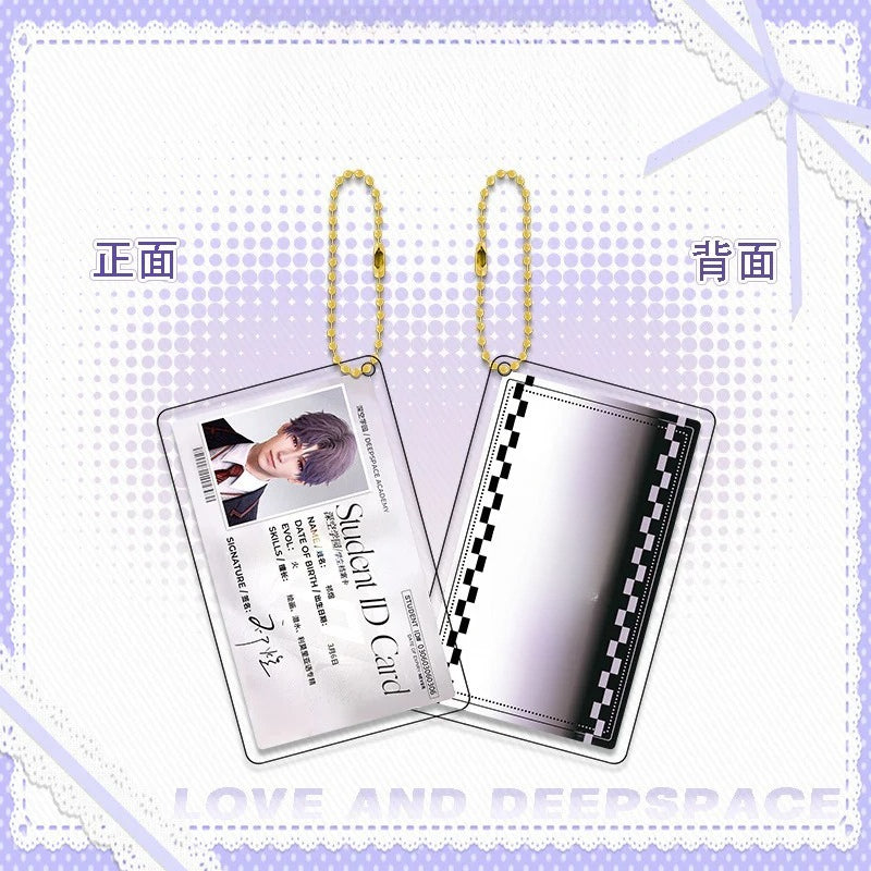 LaDS Golden Beaded Chain Clear Card Keychain - Double-Sided Sandwich Anime Game Acrylic Charm - merrys