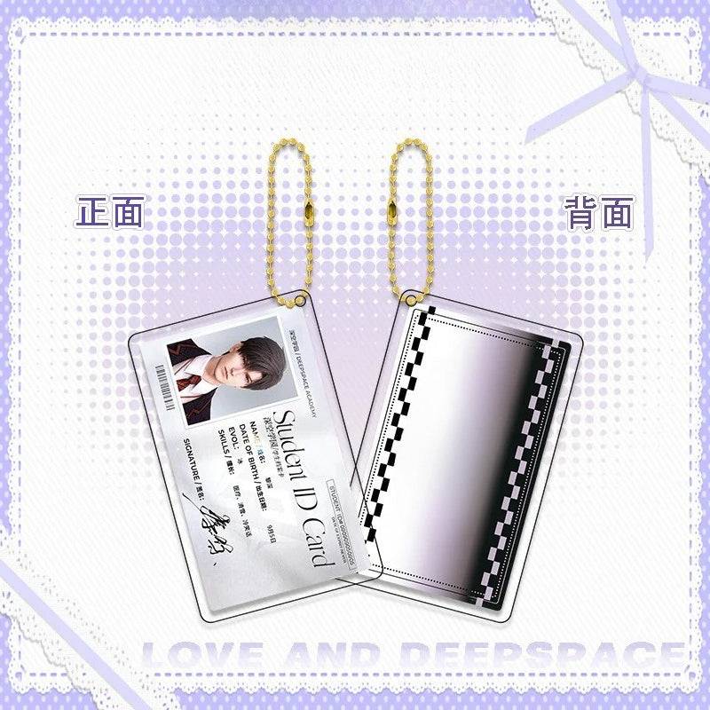 LaDS Golden Beaded Chain Clear Card Keychain - Double-Sided Sandwich Anime Game Acrylic Charm - merrys