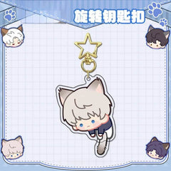 LaDS Rotating Golden Star Keychain - Sandwich Craft Double-Sided High-Definition Anime Acrylic Charm - merrys