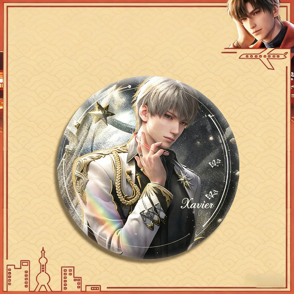 LaDS Double Flash Badge 165-186 - Silver Foil Plain Surface Diameter 75mm 58mm Tinplate Anime Badge - merrys