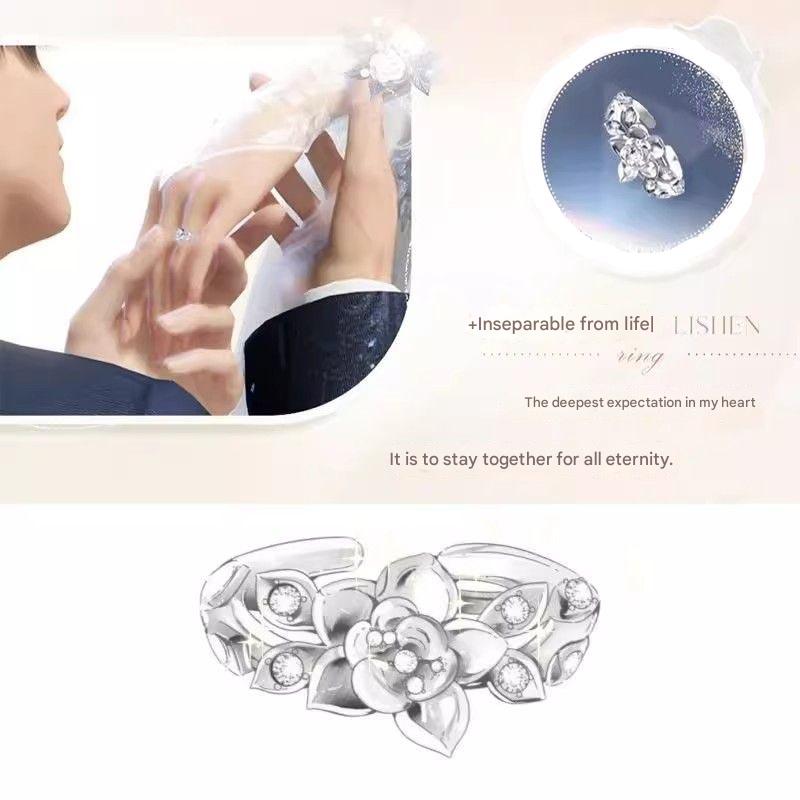 Lads High-End Custom 999 Fine Silver Beloved Journey Wedding Ring