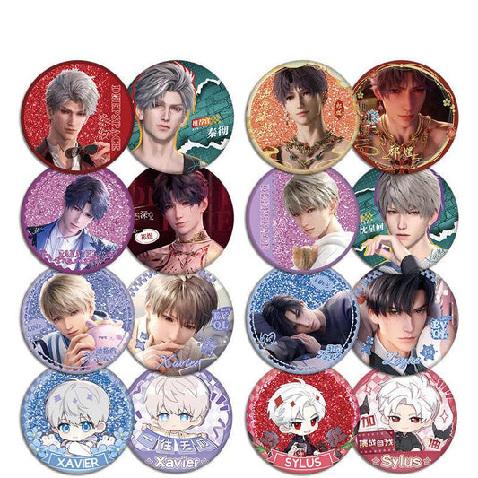 LaDS Flow Sand Mahjong Badge - Full Double-Sided Pattern 58mm Doujin Acrylic Merchandise - merrys
