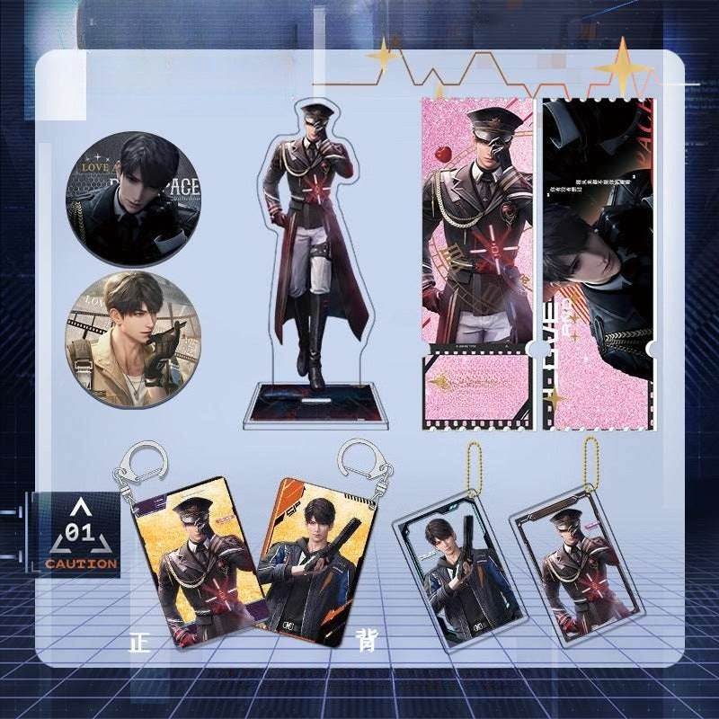 LaDS Caleb Merchandise - Acrylic Sandwich Standee, Double Flash Badge, Art Card, Quicksand Keychain - merrys