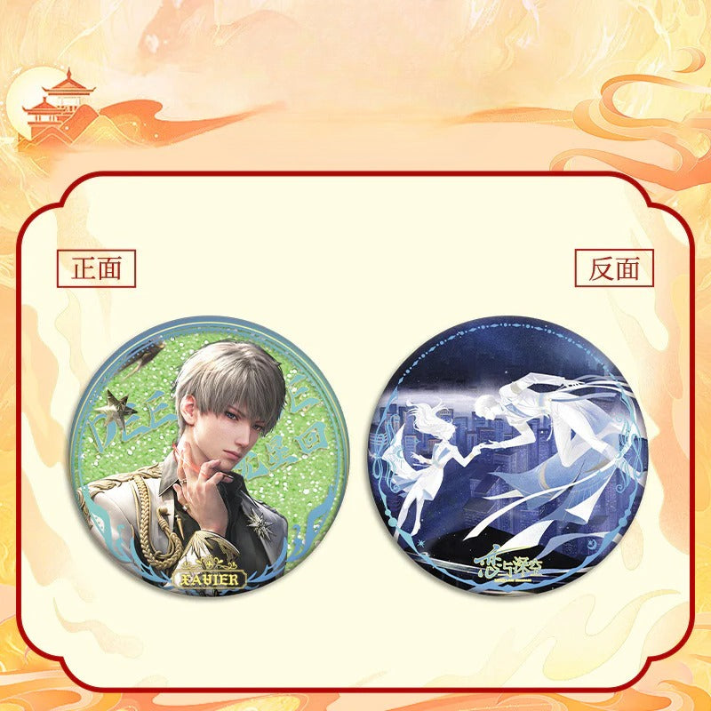 LaDS Flow Sand Mahjong Badge - Full Double-Sided Pattern 58mm Doujin Acrylic Merchandise - merrys