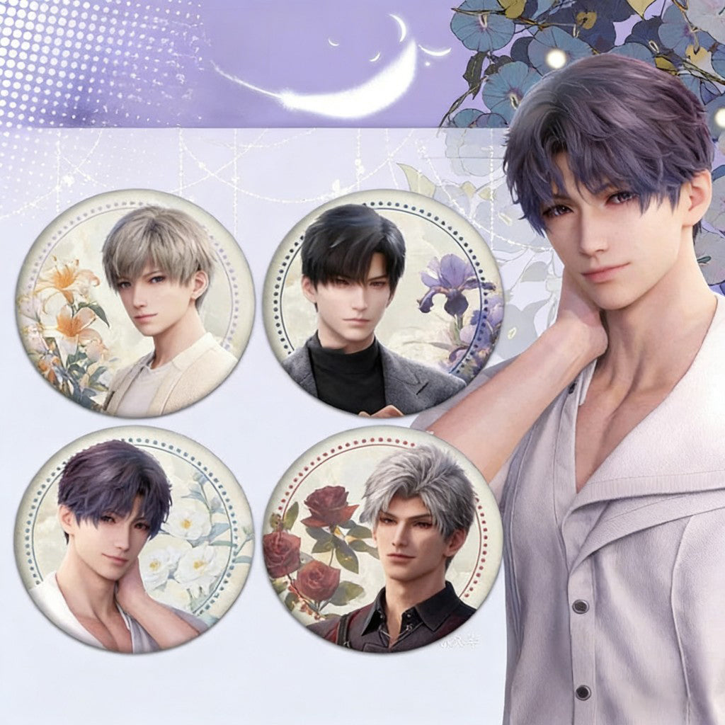 LaDS Collab Series Double Flash Badge - Silver Foil Holographic Plain Surface Tinplate 58/75mm - merrys