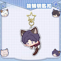 LaDS Rotating Golden Star Keychain - Sandwich Craft Double-Sided High-Definition Anime Acrylic Charm - merrys