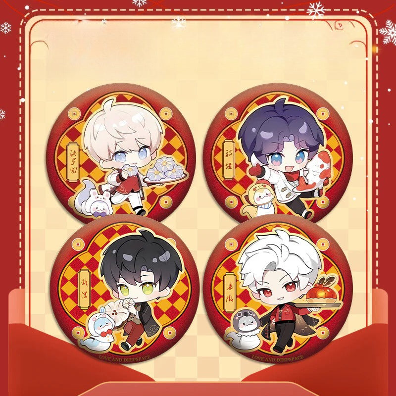 LaDS New Year Chibi Double Flash Badge 139-142 - 75mm 58mm Tinplate Anime Merchandise Badge - merrys