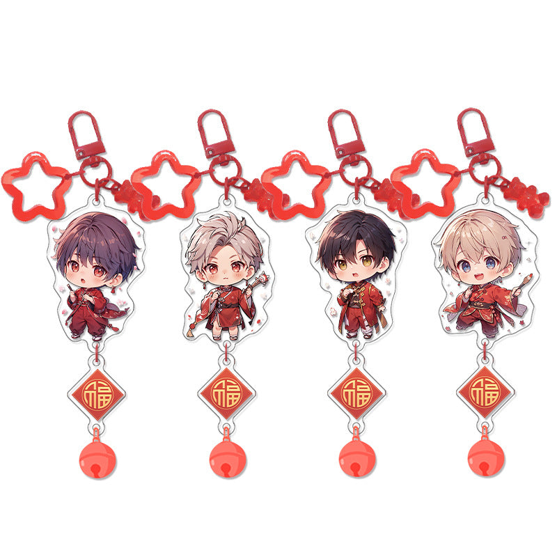 LaDS Chibi New Year Pendant Bell Buckle - Acrylic Charm Anime Merchandise Gift Keychain - merrys
