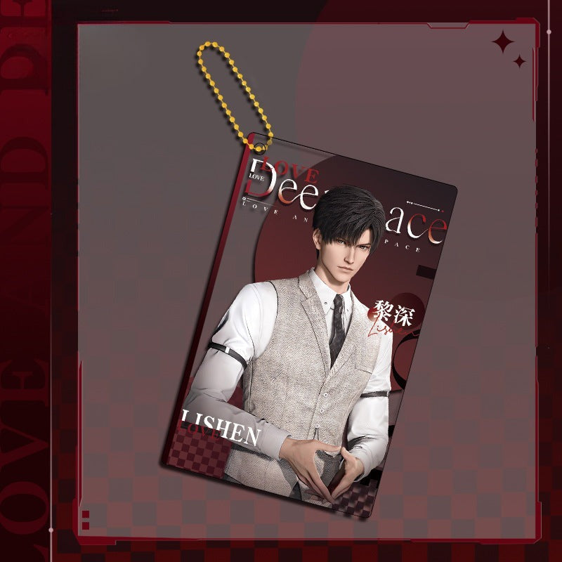 LaDS Collab Series Clear Card Beaded Chain Charm - Double-Sided Sandwich Acrylic Anime Game Merch - merrys