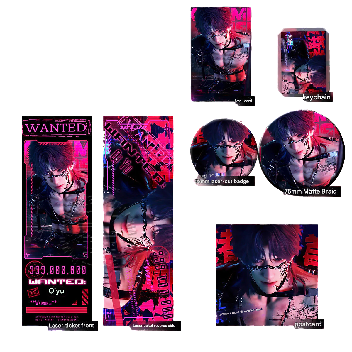 Artist-Authorized Lads No Escape Tomorrow Series Rafayel Holographic Laser Tickets, Keychains & Badges