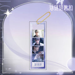 LaDS Long Keychain - Electroplated Golden Beaded Chain Clasp, Anime Acrylic Charm - merrys