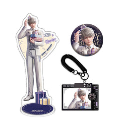 LaDS Xavier Birthday Three-Piece Set - Sandwich Standee, Double Flash Badge, Keychain Combo