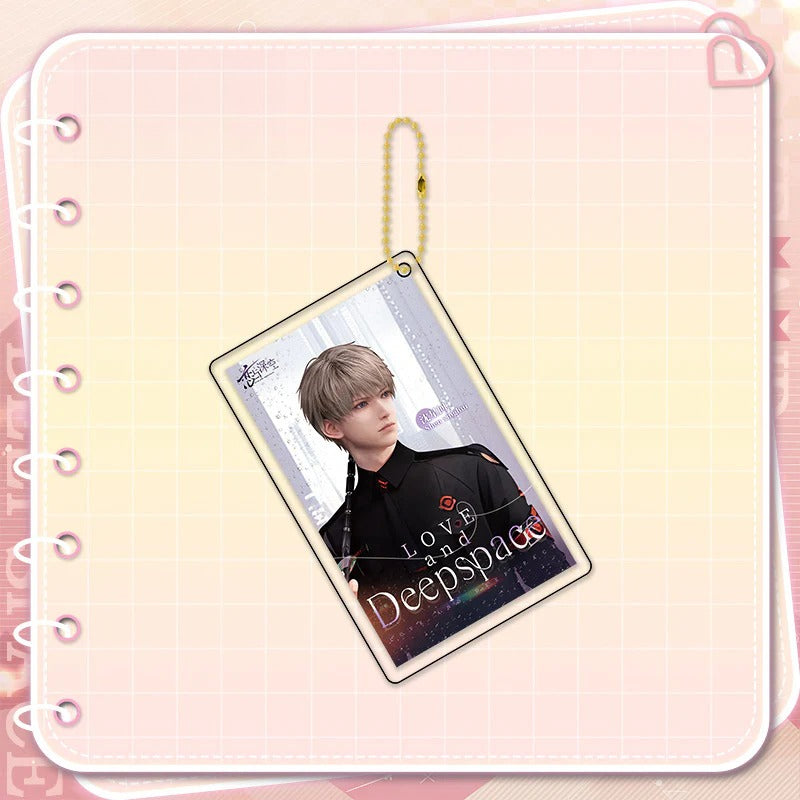 LaDS Golden Beaded Chain Clear Card Keychain - Double-Sided Sandwich Anime Game Acrylic Charm - merrys