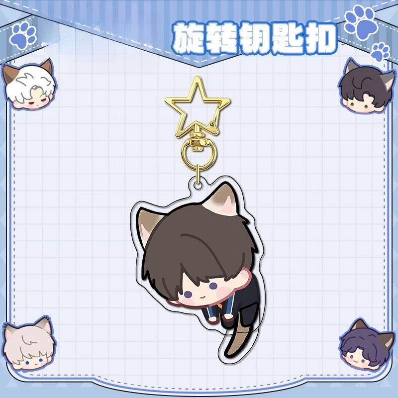 LaDS Rotating Golden Star Keychain - Sandwich Craft Double-Sided High-Definition Anime Acrylic Charm - merrys