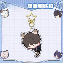 LaDS Rotating Golden Star Keychain - Sandwich Craft Double-Sided High-Definition Anime Acrylic Charm - merrys