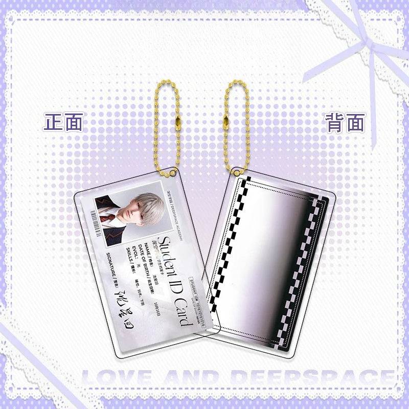 LaDS Golden Beaded Chain Clear Card Keychain - Double-Sided Sandwich Anime Game Acrylic Charm - merrys
