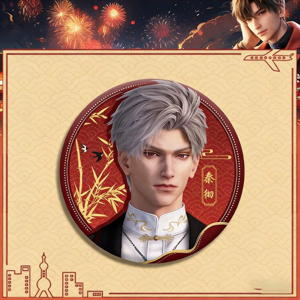 LaDS Double Flash Badge 165-186 - Silver Foil Plain Surface Diameter 75mm 58mm Tinplate Anime Badge - merrys