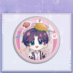 LaDS Collab Series Double Flash Badge - Silver Foil Holographic Plain Surface Tinplate 58/75mm - merrys