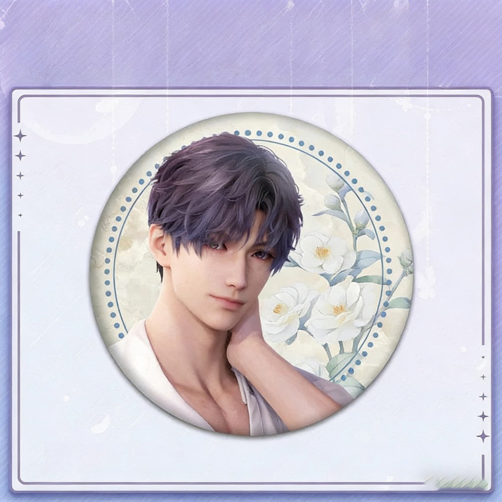 LaDS Collab Series Double Flash Badge - Silver Foil Holographic Plain Surface Tinplate 58/75mm - merrys