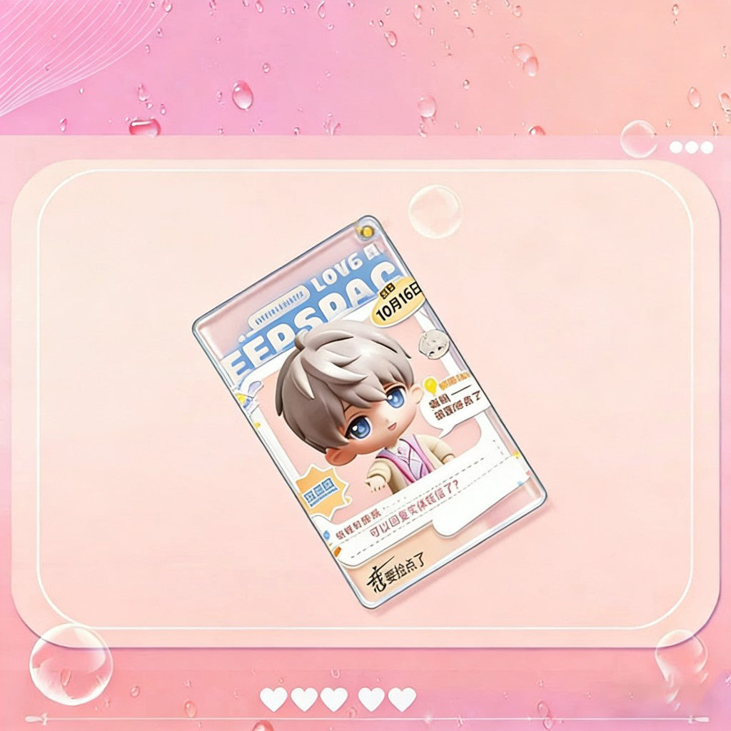 LaDS Golden Beaded Chain Clear Card Keychain 159-162 - Double-Sided Sandwich Anime Game Acrylic Merchandise - merrys