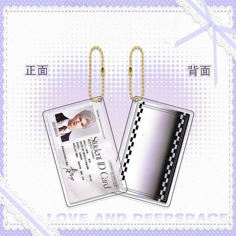 LaDS Golden Beaded Chain Clear Card Keychain - Double-Sided Sandwich Anime Game Acrylic Charm - merrys