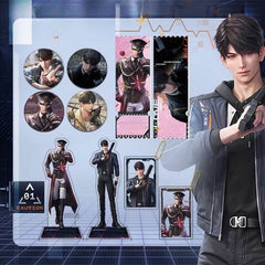 LaDS Caleb Merchandise - Acrylic Sandwich Standee, Double Flash Badge, Art Card, Quicksand Keychain - merrys