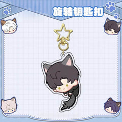 LaDS Rotating Golden Star Keychain - Sandwich Craft Double-Sided High-Definition Anime Acrylic Charm - merrys