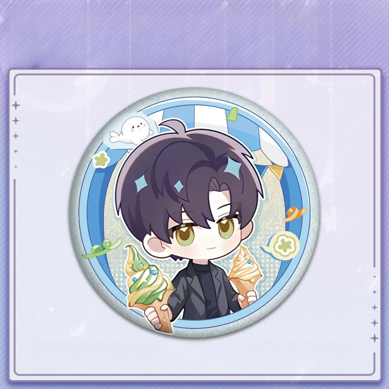 LaDS Collab Series Double Flash Badge - Silver Foil Holographic Plain Surface Tinplate 58/75mm - merrys