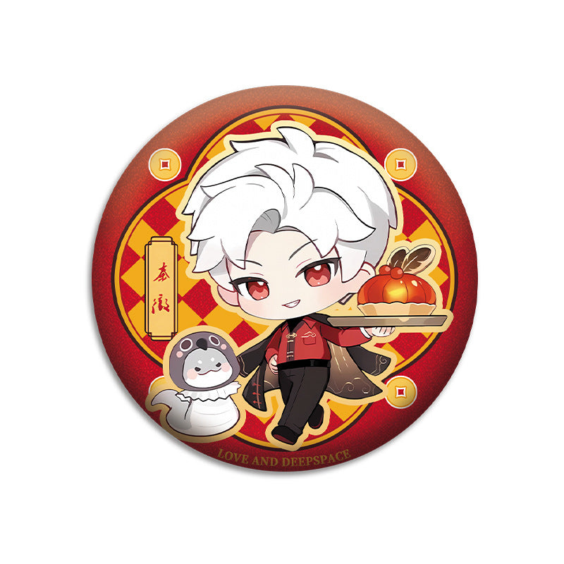 Love and DeepSpace New Year Chibi Double Flash Badge 139-142 - 75mm 58mm Tinplate Anime Merchandise Badge - merrys