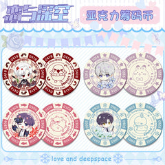 Love and DeepSpace Acrylic Chip Coin - Sandwich Double-Sided High-Definition Pattern Anime Game Decorative Merchandise