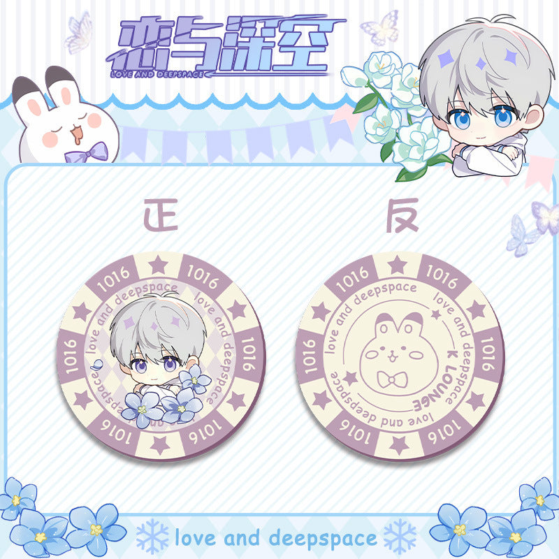 Love and DeepSpace Acrylic Chip Coin - Sandwich Double-Sided High-Definition Pattern Anime Game Decorative Merchandise