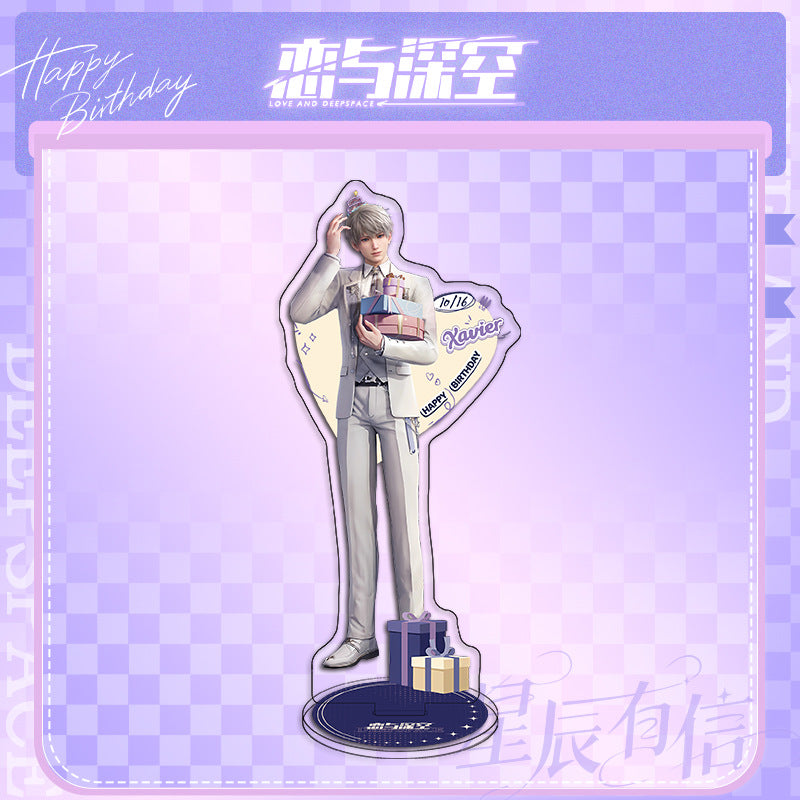 LaDS Xavier Birthday Three-Piece Set - Sandwich Standee, Double Flash Badge, Keychain Combo - merrys