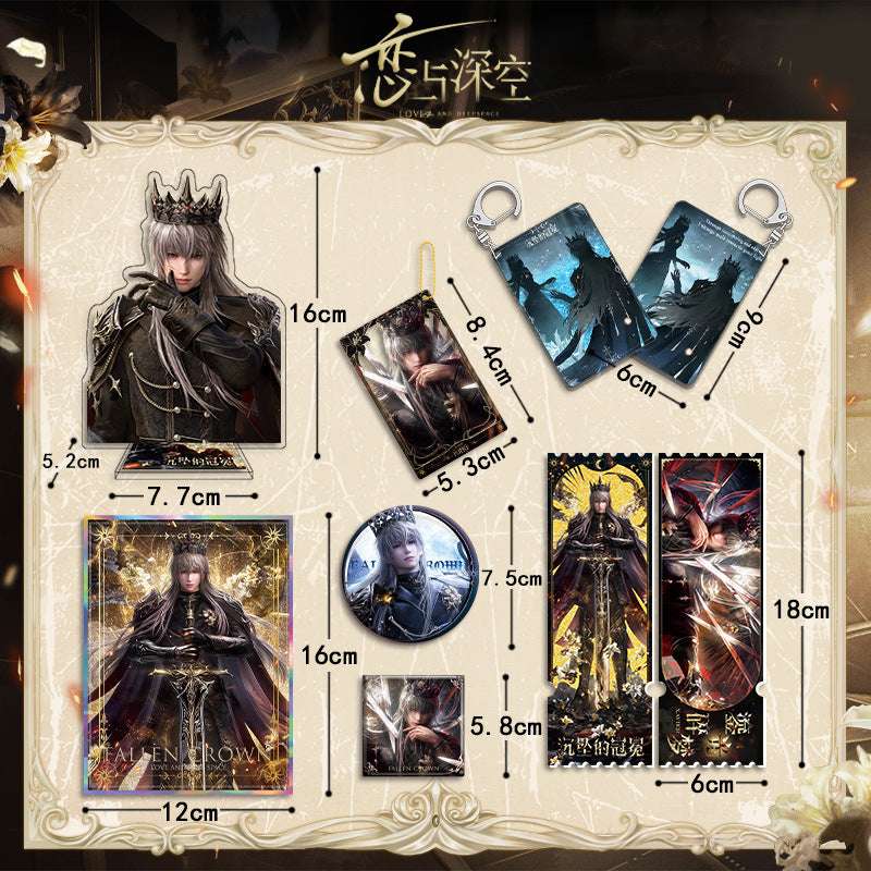 Love and DeepSpace Xavier Falling Crown Series - Acrylic Sandwich Standee, Art Paper & Quicksand Keychain - merrys