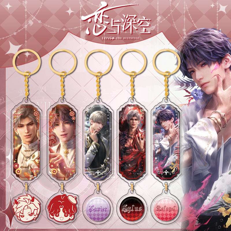 LaDS Sandwich Pendant - Golden Acrylic Round Charm Double-Sided High-Definition Game Anime Merchandise - merrys