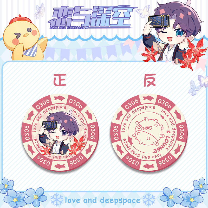 Love and DeepSpace Acrylic Chip Coin - Sandwich Double-Sided High-Definition Pattern Anime Game Decorative Merchandise