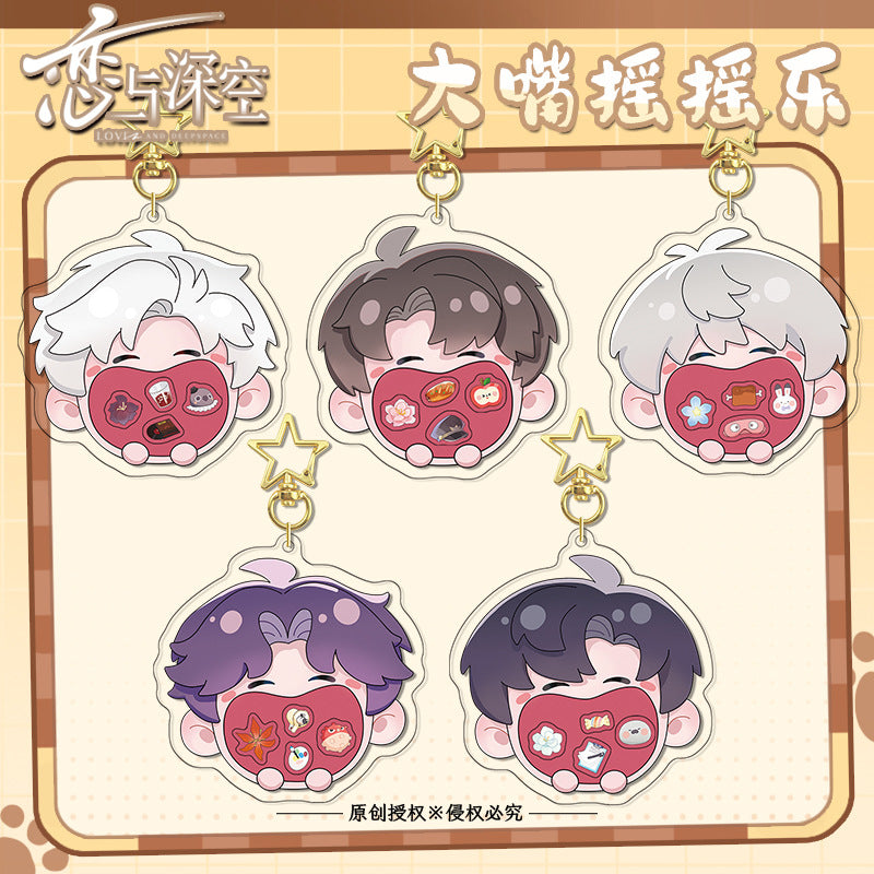 Love and DeepSpace Original Chibi Big Mouth Shaker Keychain Double-Sided Pattern Creative Acrylic Merchandise Charm