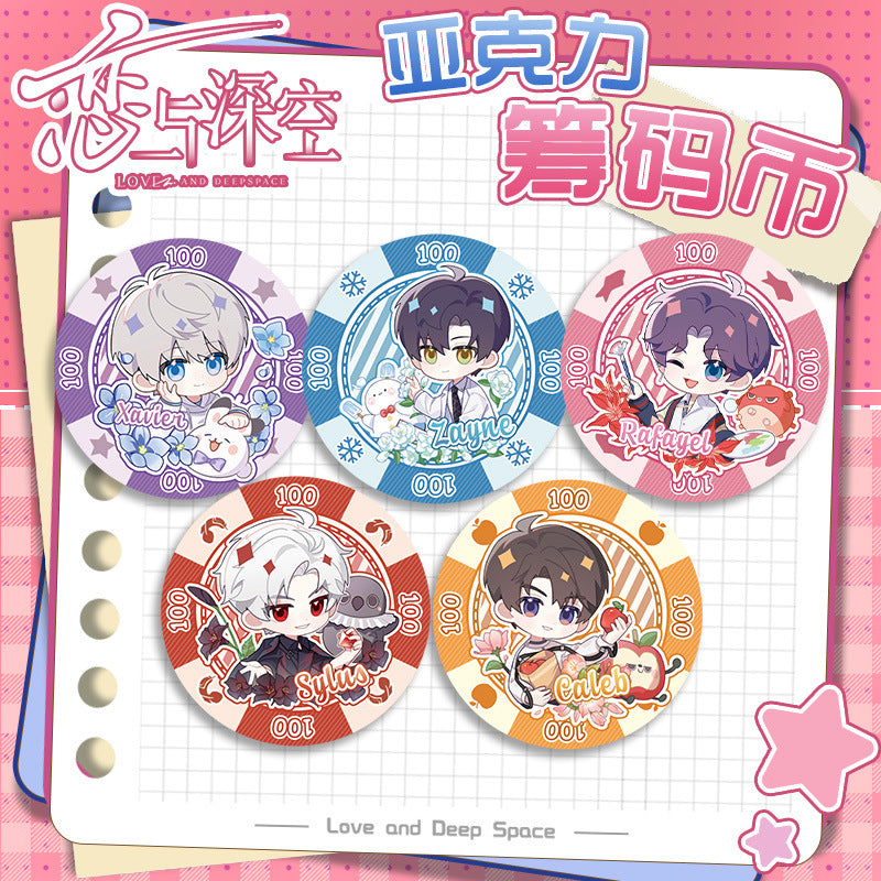 Love and DeepSpace Acrylic Chip Coin 201-250 - Sandwich Double-Sided High-Definition Pattern Anime Game Merchandise
