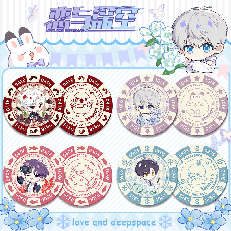 Love and DeepSpace Acrylic Chip Coin - Sandwich Double-Sided High-Definition Pattern Anime Game Decorative Merchandise