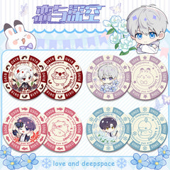 Love and DeepSpace Acrylic Chip Coin - Sandwich Double-Sided High-Definition Pattern Anime Game Decorative Merchandise