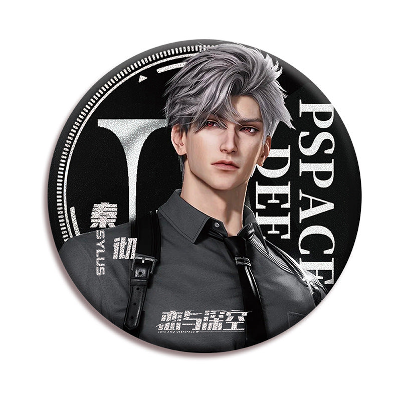 Love and DeepSpace Sylus Double Flash Badge - All Characters 75mm 58mm Tinplate Anime Merchandise - merrys