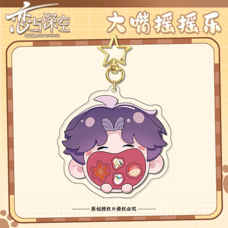 Love and DeepSpace Original Chibi Big Mouth Shaker Keychain Double-Sided Pattern Creative Acrylic Merchandise Charm