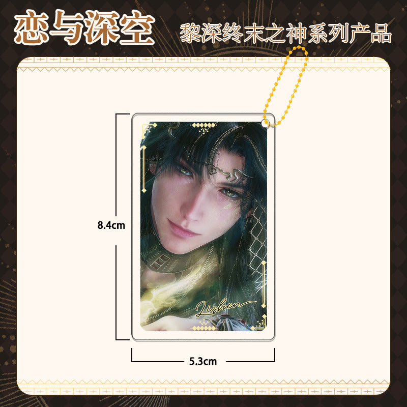 Love and DeepSpace Zayne End of God Series - Acrylic Sandwich Standee, Art Card, Quicksand Keychain