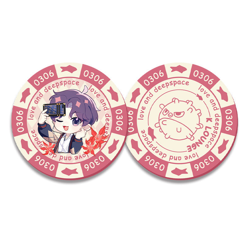 Love and DeepSpace Acrylic Chip Coin - Sandwich Double-Sided High-Definition Pattern Anime Game Decorative Merchandise